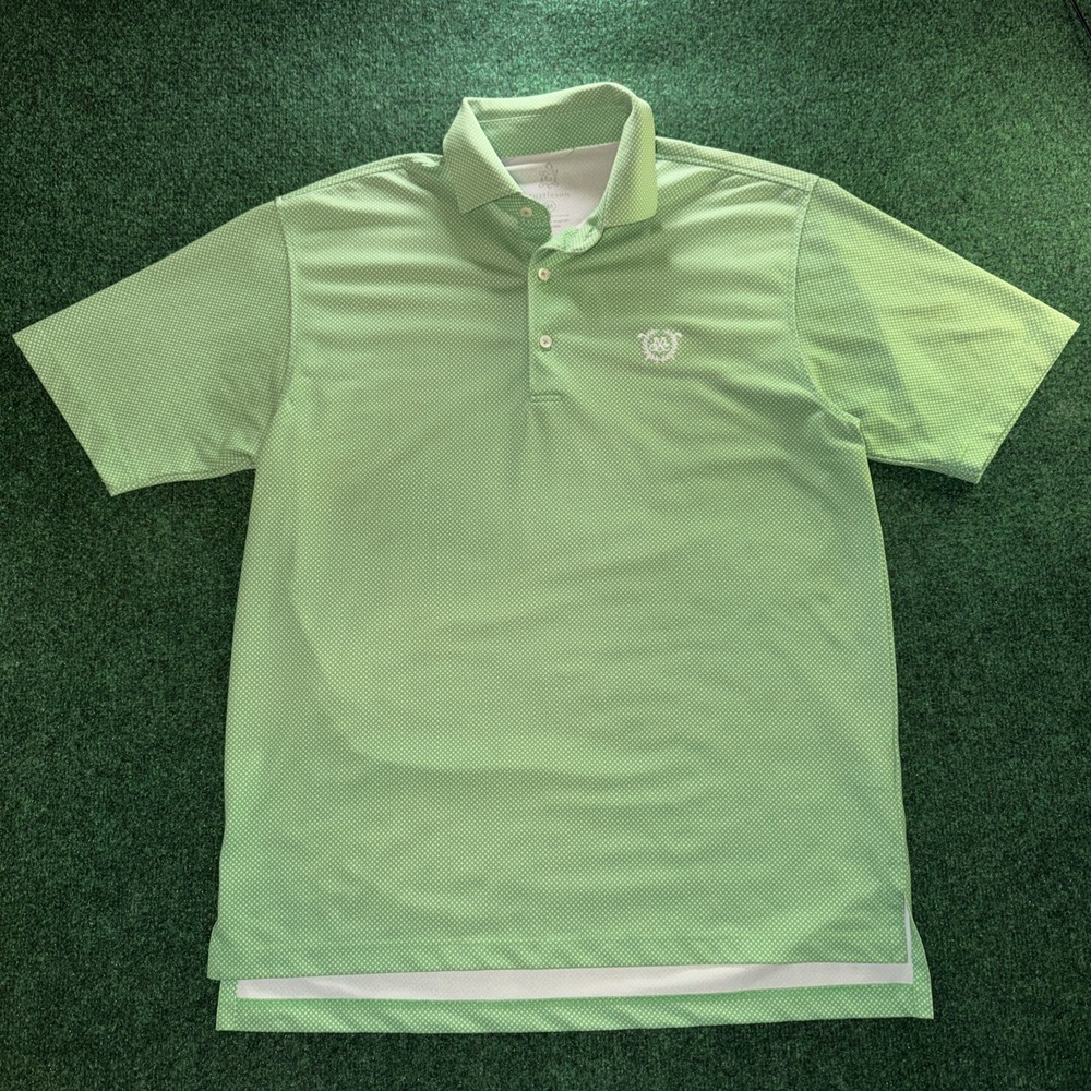 Turtleson Golf Polo Men's Size Medium Green White Polka Dot Polo
